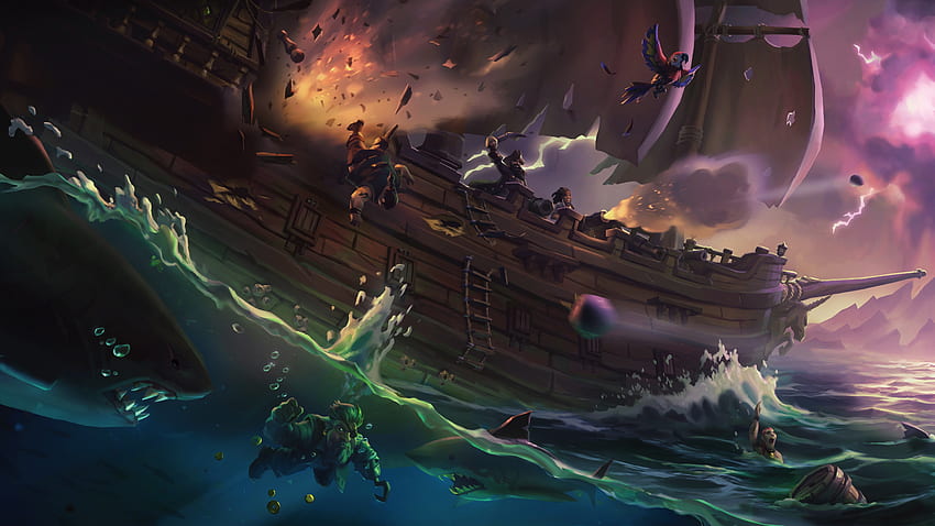 Meer der Diebe, Schiff, Piraten, Videospiel HD-Hintergrundbild