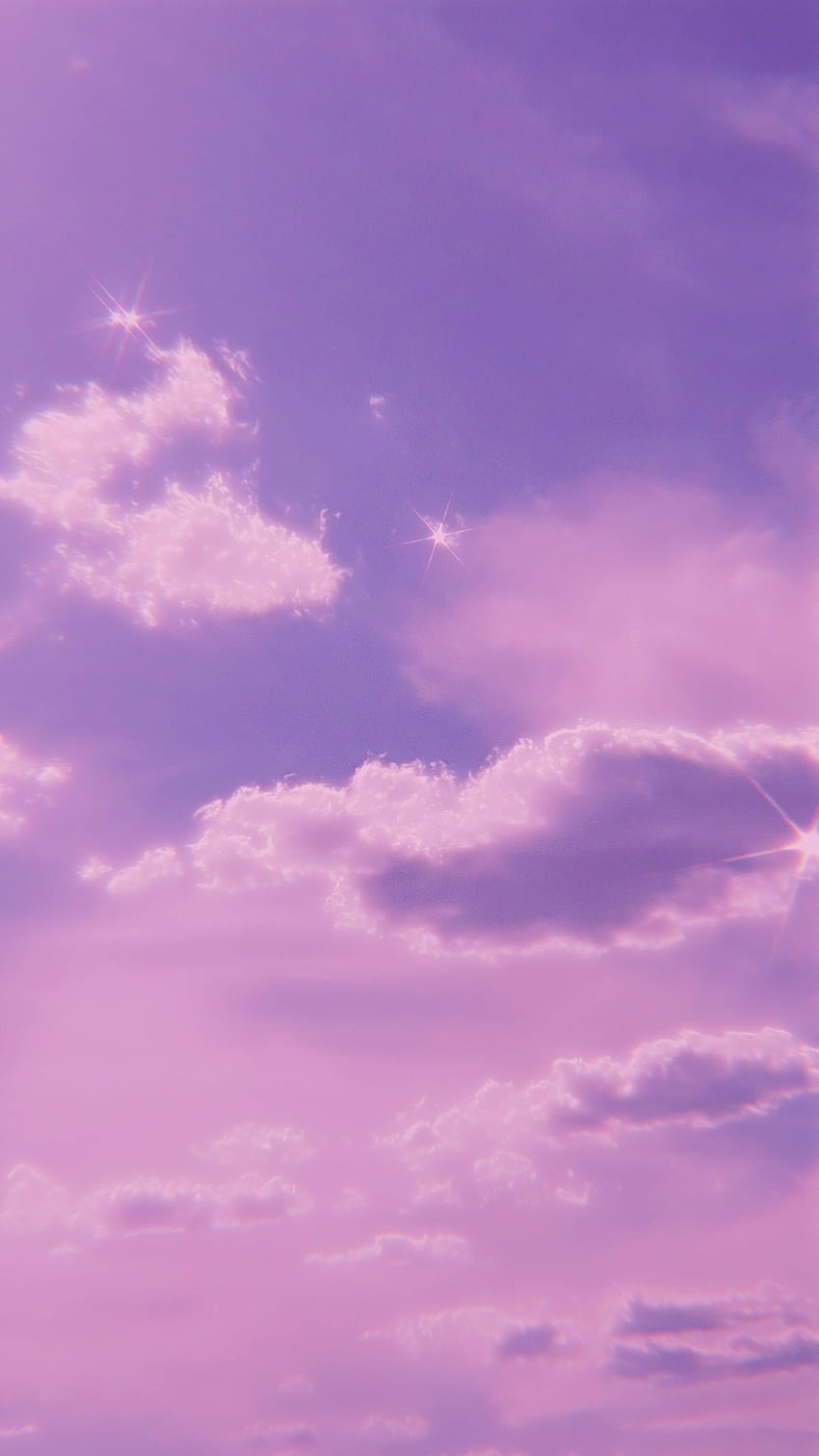 ピンクの雲。 薄紫、紫、紫の美的背景、紫の空の美学 HD電話の壁紙