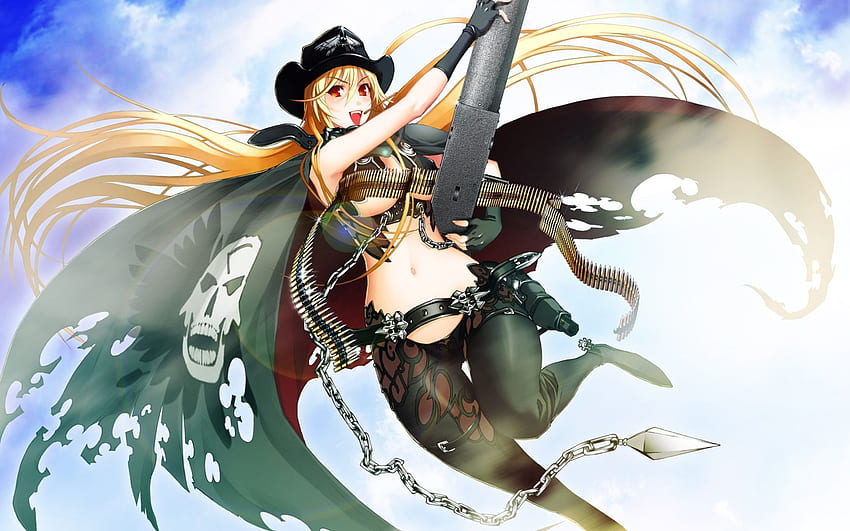 anime, Pirates, Machine Gun, Blonde / dan Mobile Background Wallpaper HD