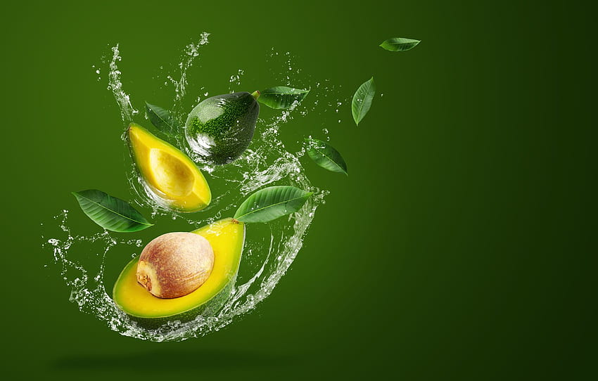 water, squirt, green, background, splash, avocado for , section рендеринг HD wallpaper