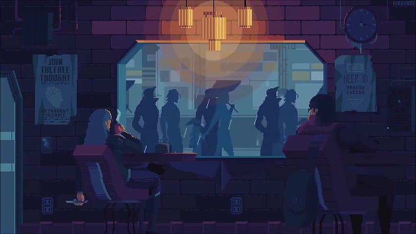 Pixel Cafe Rain Animated - Engine GIF HD wallpaper