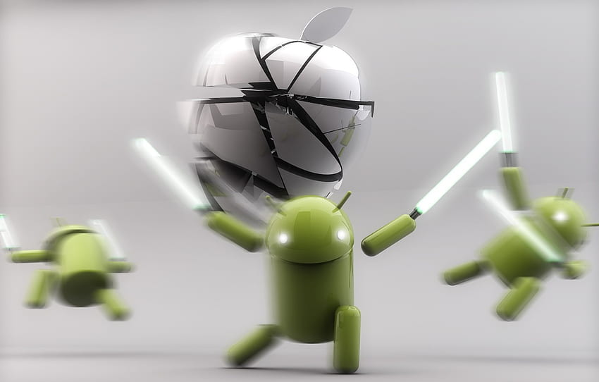 Apple, Android, verde, blanco, plateado, sable de luz para, sección de alta tecnología, sable de luz blanco fondo de pantalla