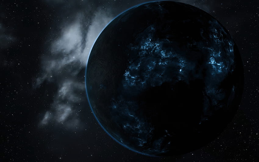 ดาวเคราะห์ในอวกาศ ศิลปะ วัตถุอวกาศ ดาวเคราะห์มืด ระบบสุริยะ แสงสีน้ำเงิน วอลล์เปเปอร์ HD