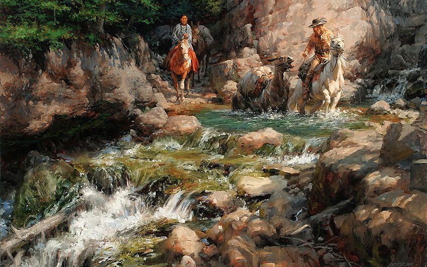 Horses Indigenous peoples Andy Thomas, Mountain Man, Mountain Man Art HD wallpaper