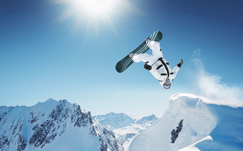 Olahraga, Pegunungan, Bouncing, Lompat, Snowboard, Ekstrim, Trik Wallpaper HD
