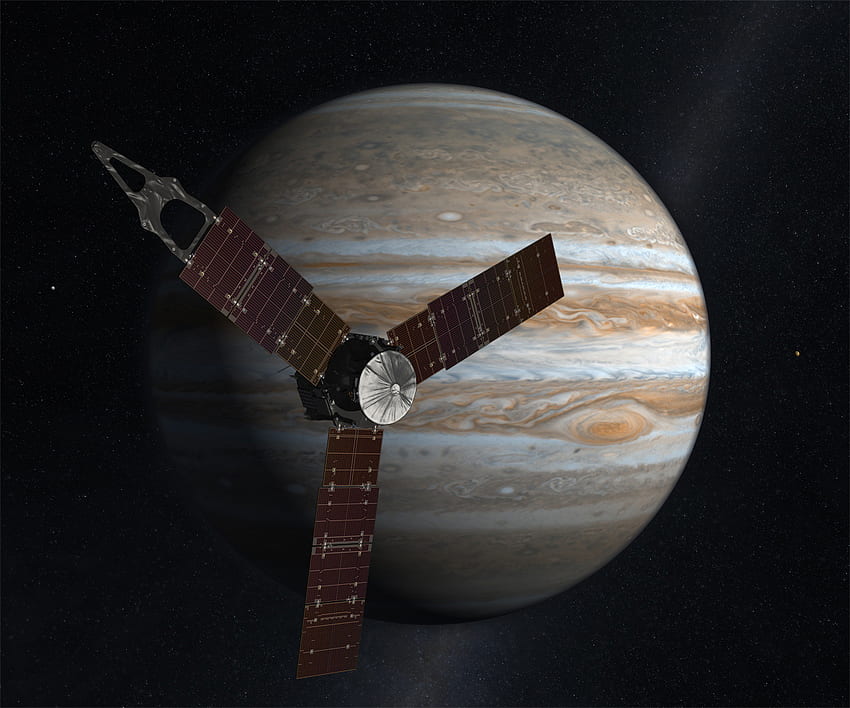 ดาวพฤหัสบดีและจูโน วิทยาศาสตร์ ดาวเทียมประดิษฐ์ ดาวพฤหัสบดี เทคโนโลยี อวกาศ วอลล์เปเปอร์ HD