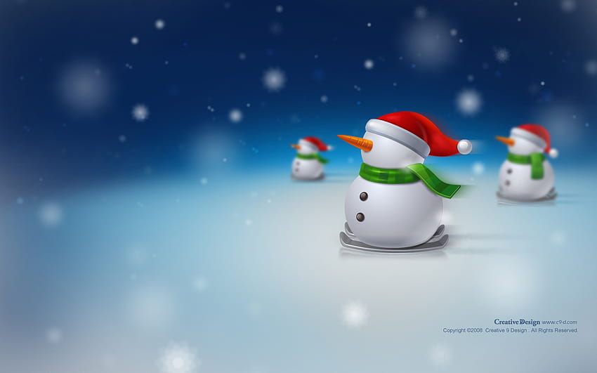 funky snowmen, snowman, holidays, 3d, christmas, cool, snowmen HD wallpaper
