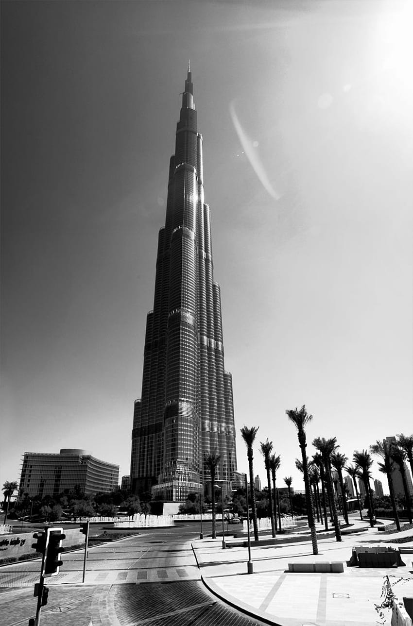 Dubai, Siyah & Beyaz, Burj Khalifa. Siyah beyaz şehir, Siyah beyaz , Siyah beyaz duvar HD telefon duvar kağıdı