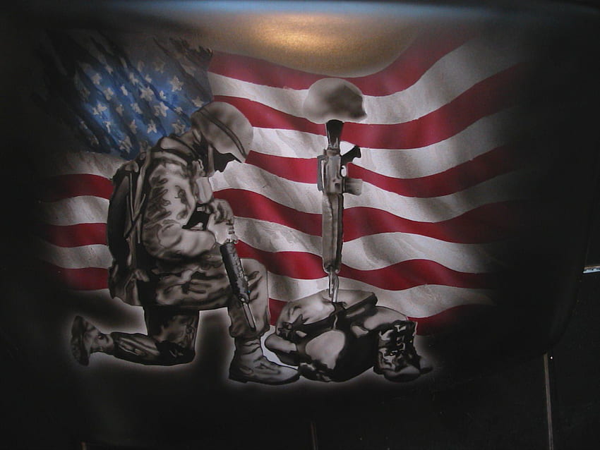 A side cover I painted for a POW * MIA motorcycle, POW Mia Flag HD wallpaper