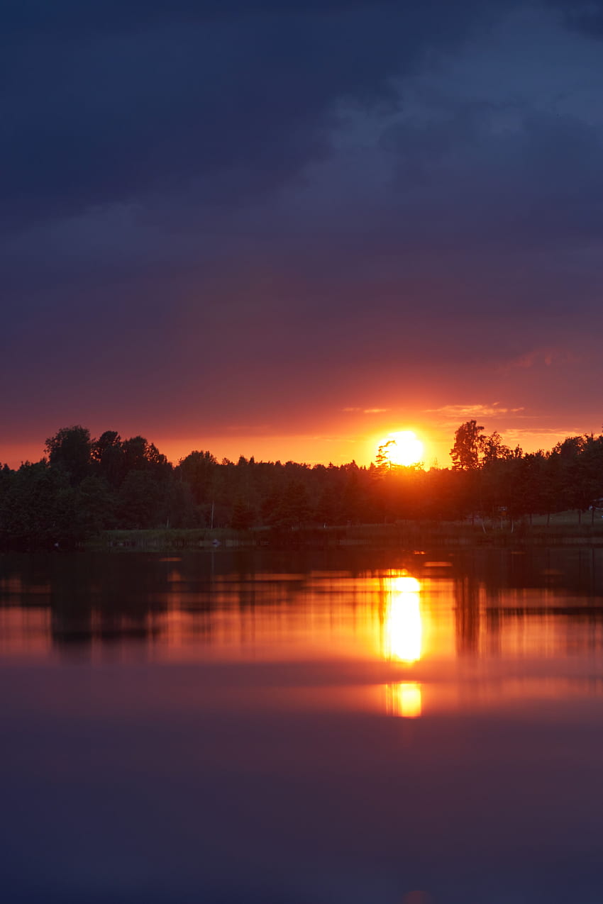 Landscape, Nature, Sunset, Sun, Twilight, Lake, Dusk HD phone wallpaper
