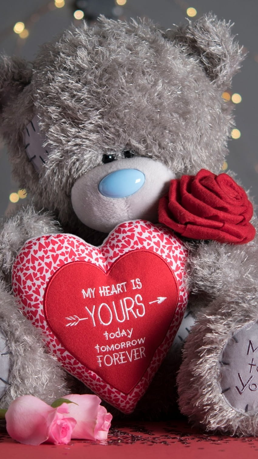 Premium Photo  Cute teddy bear in red roses gift for a girl woman