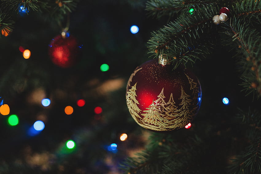 休日, 新年, クリスマス, クリスマスツリー, クリスマスツリーのおもちゃ 高画質の壁紙