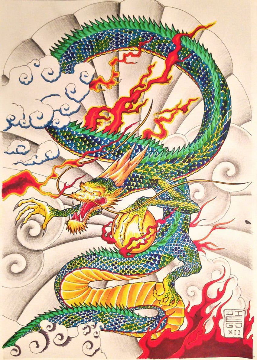 Japanese dragon art - Dragons. Japanese, Aesthetic Dragon HD phone ...