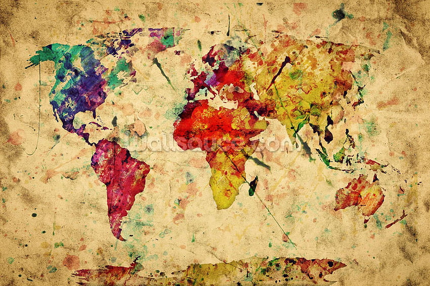 Mappa del mondo per Android - Mappa del mondo vintage, pittura vintage Sfondo HD