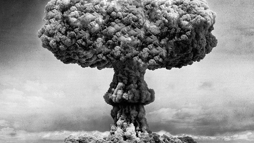 Atomic Bomb Black and white, White Ultra HD wallpaper