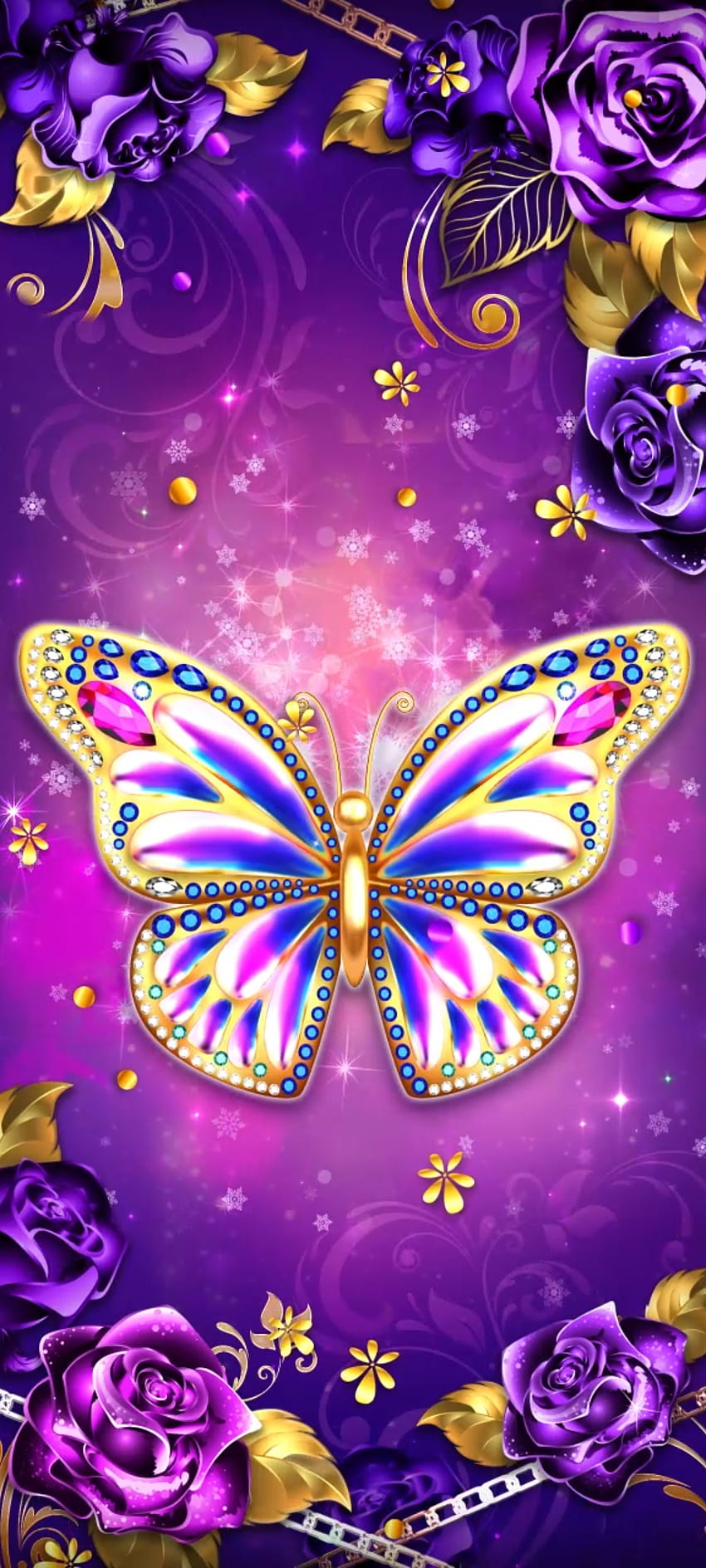Kupu-kupu Mawar Ungu, perhiasan, indah, berlian, bunga, merah muda, organisme, kemewahan wallpaper ponsel HD