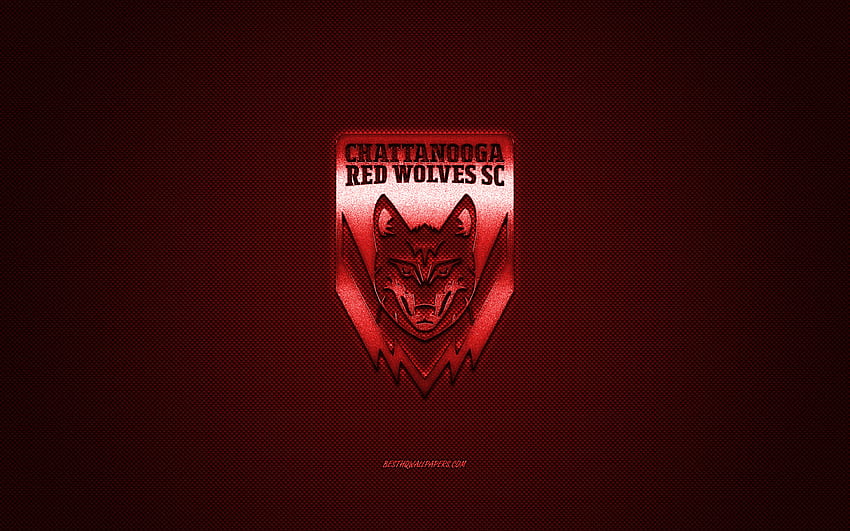 Chattanooga Red Wolves, American soccer club, red logo, red carbon fiber background, USL League One, soccer, Tennessee, USA, Chattanooga Red Wolves logo HD wallpaper