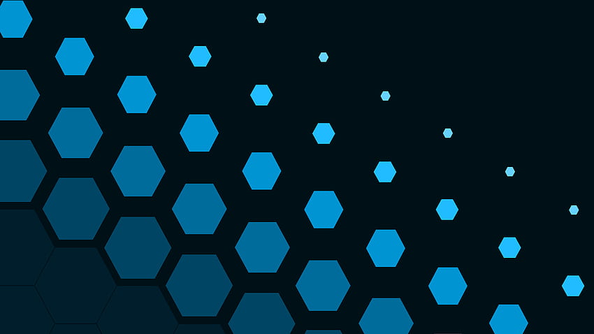 digital art minimalism cgi simple background geometry hexagon blue , Background, Simple Geometric HD wallpaper