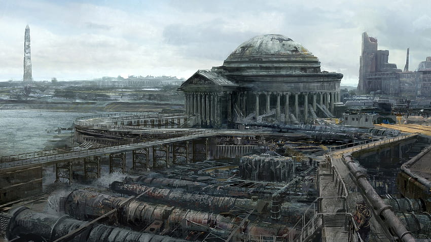 Grafika koncepcyjna Fallout Jefferson Memorial Pomnik Waszyngtona Tapeta HD