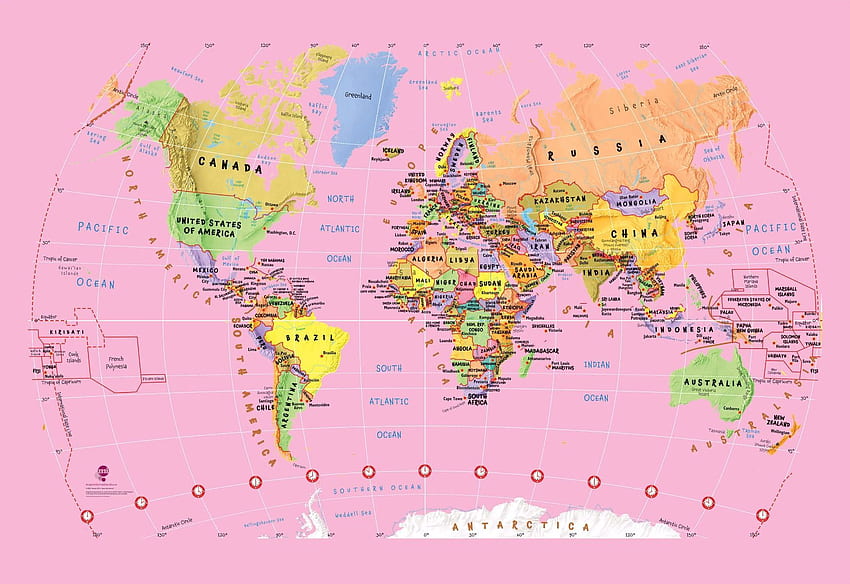Pink Children's World Map, World Political MAP HD wallpaper