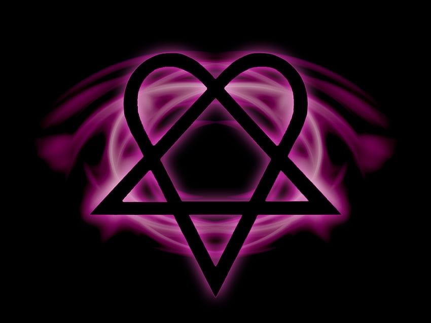 Coeur et triangle, violet, fluorescent, cercle, lumière Fond d'écran HD