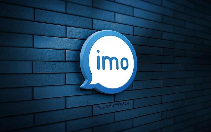 Logo IMO 3D, mur de brique bleu, créatif, messagers, logo IMO, art 3D, IMO Fond d'écran HD