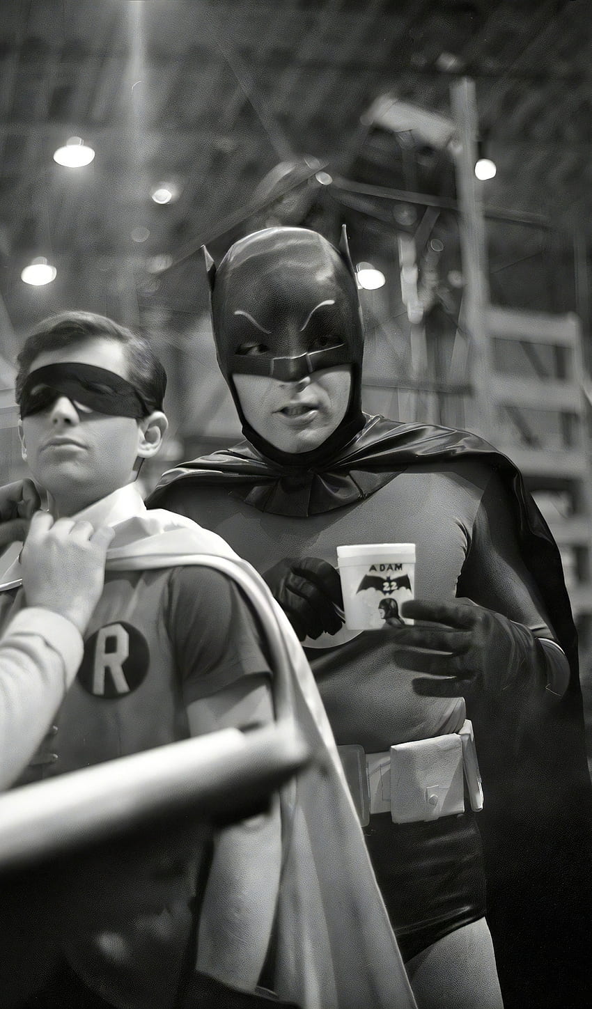 Batman & Robin, black & white, u, vision care, white, , adam west, , the batman HD phone wallpaper