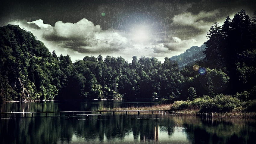 nature, Rain, Lake / and Mobile Background HD wallpaper
