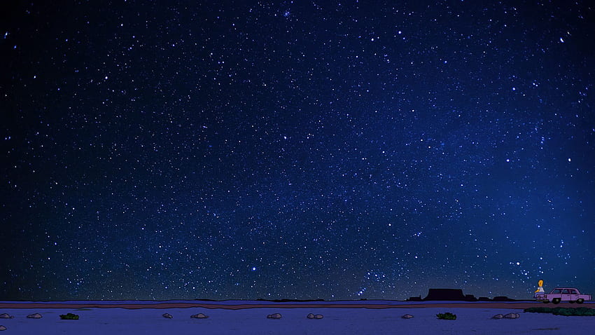 星を見ているホーマー ノートパソコンいっぱい 高画質の壁紙