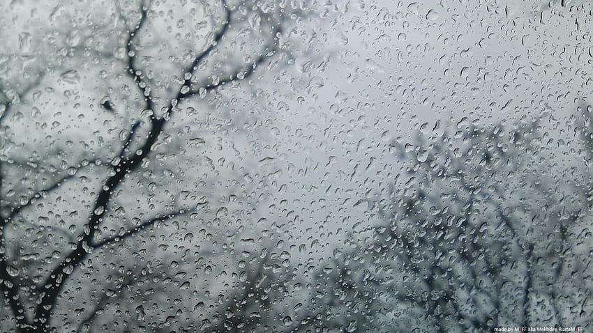 Bäume regnen Fensterscheiben regnen auf Glas. HD-Hintergrundbild