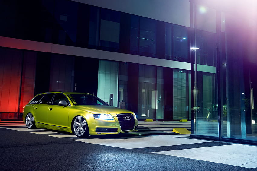 Audi A6 canibeat green low stance stancenation HD wallpaper