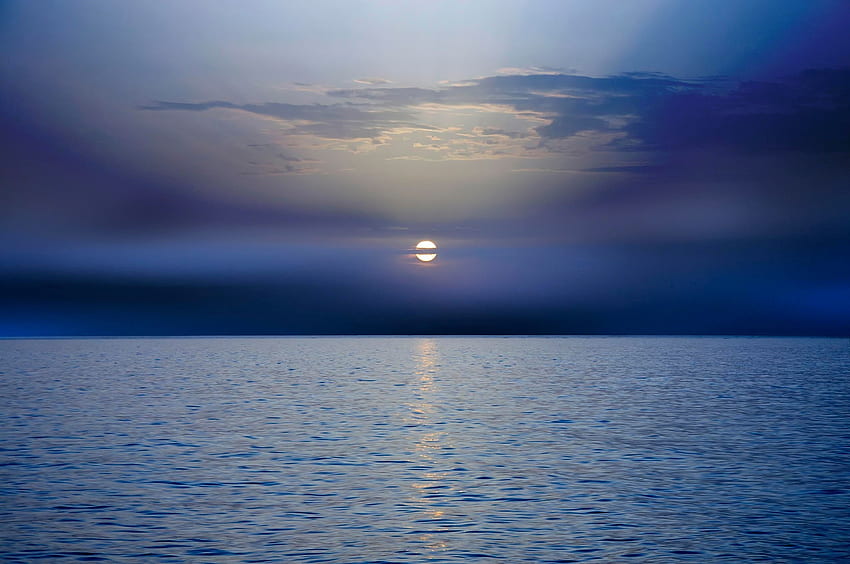 Nature, Sunset, Sea, Horizon, Dark HD wallpaper