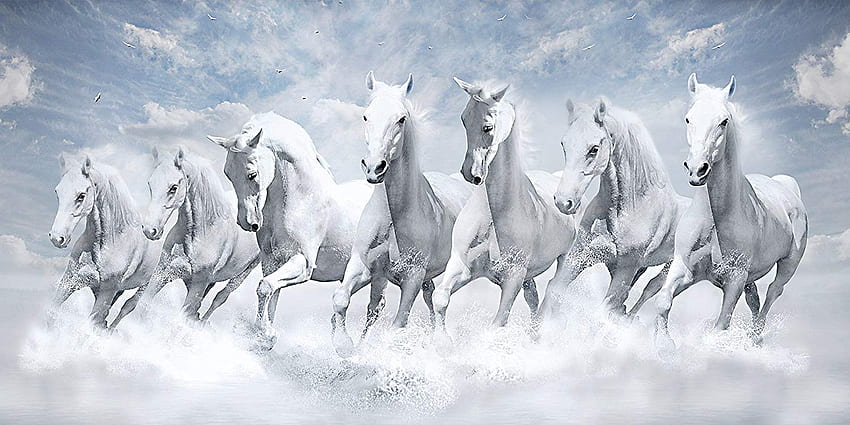 Yedi At Koşu Tablosu (Orta Boy) Sanatçı Eseri (Telif Hakkı) Satın Alın HD duvar kağıdı