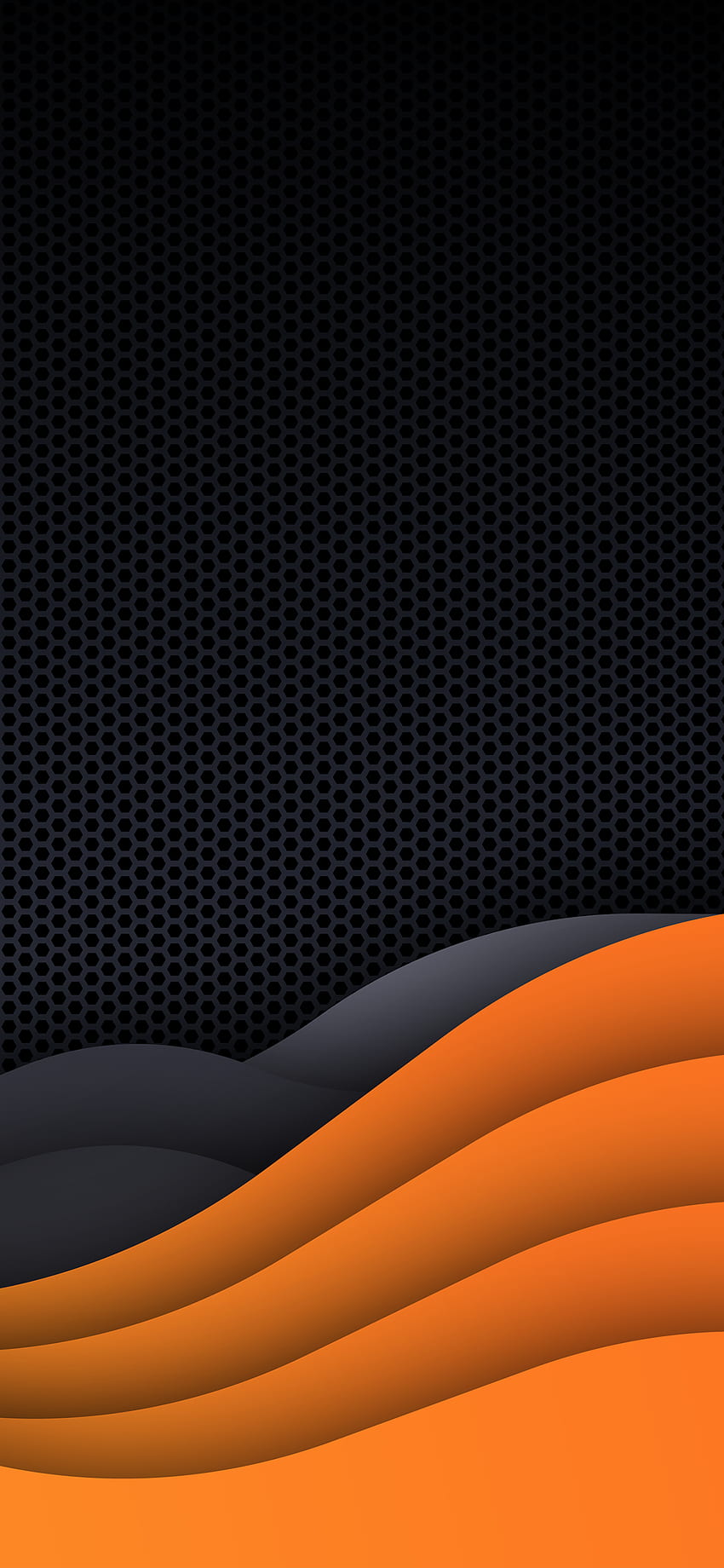iPhone de ondas multicolor, abstracto negro y naranja fondo de pantalla del teléfono