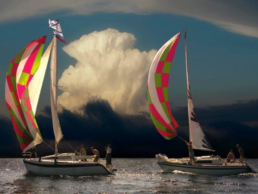 帆船、景色、美しい 高画質の壁紙