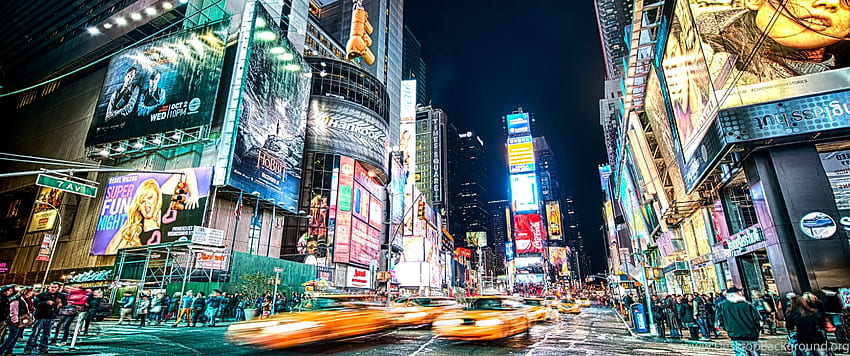 Gelbe Taxis am New Yorker Times Square -, NYC Times Square HD-Hintergrundbild