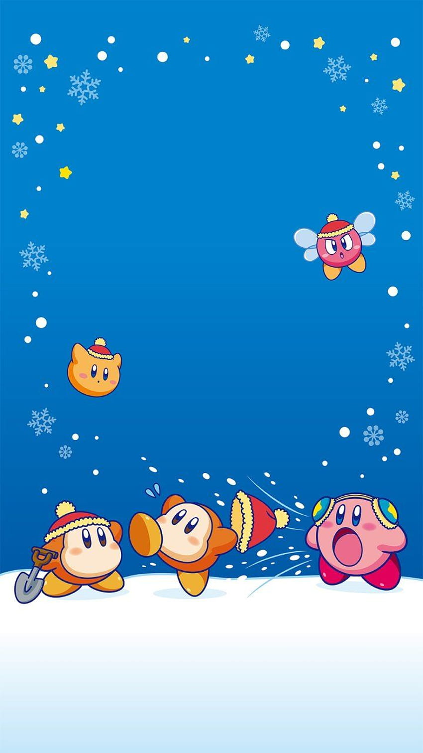 ทีมปุ๊ปปุปั๊ป Kirby Star Allies - Kirby Christmas จากบัญชี Nintendo LINE! วอลล์เปเปอร์โทรศัพท์ HD