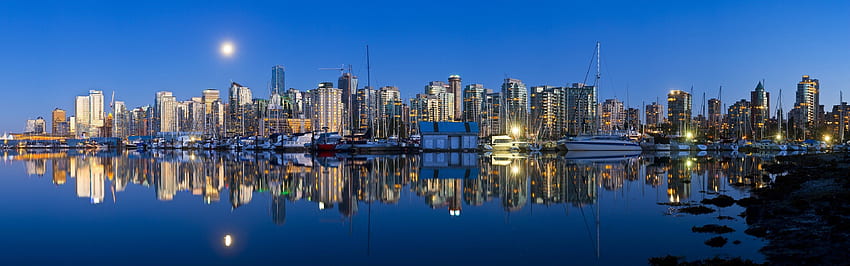 듀얼 스크린 Vancouver Id - 캐나다, 3840X1200 해변 HD 월페이퍼