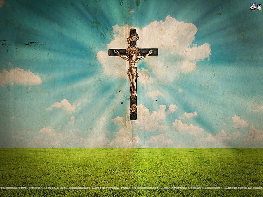Croix chrétienne, article religieux, ciel, traverser, vert, atmosphère, symbole, crucifix, prairie, Stock, nuage, Christian Crosses Fond d'écran HD