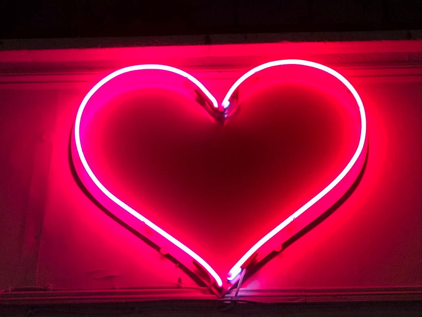 coeur, néon, signe, lumière, rouge, Love Neon Light Fond d'écran HD