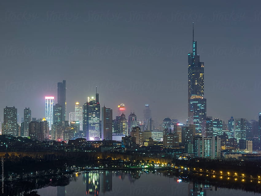 nanjing skyline at night HD wallpaper