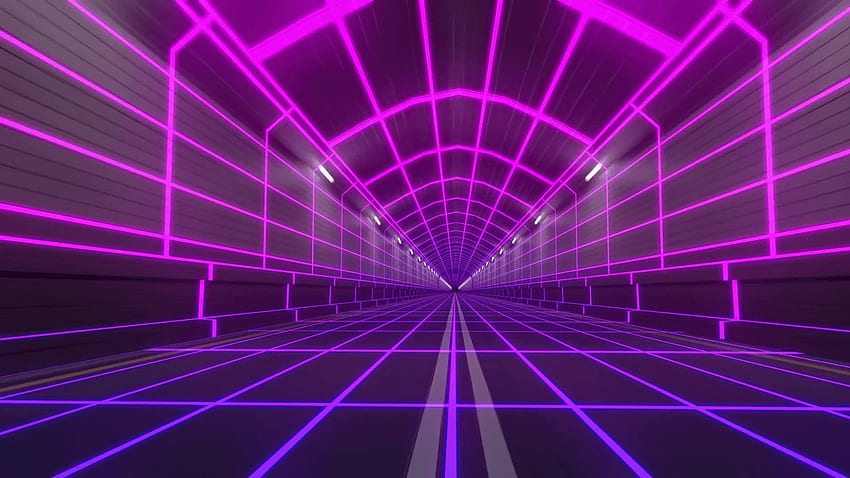 Túnel de loop dos anos 80 retro tron ​​futuro wireframe arcade tubo de estrada metrô papel de parede HD