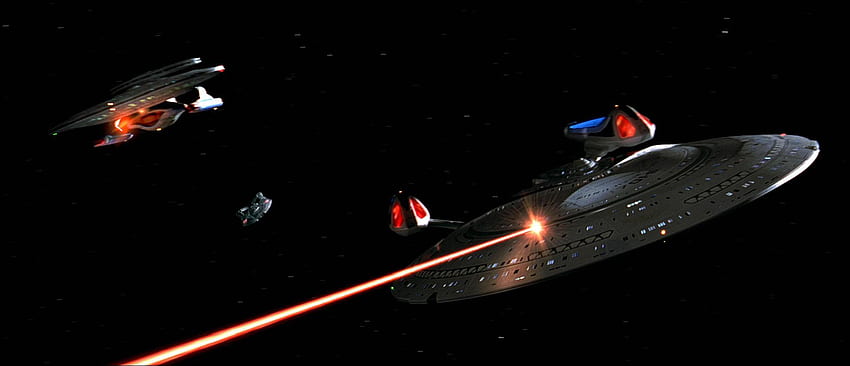 USS Enterprise 1701-E Engaging The Borg, przedsiębiorstwo, statek, scifi, gwiezdna wędrówka, kosmos Tapeta HD