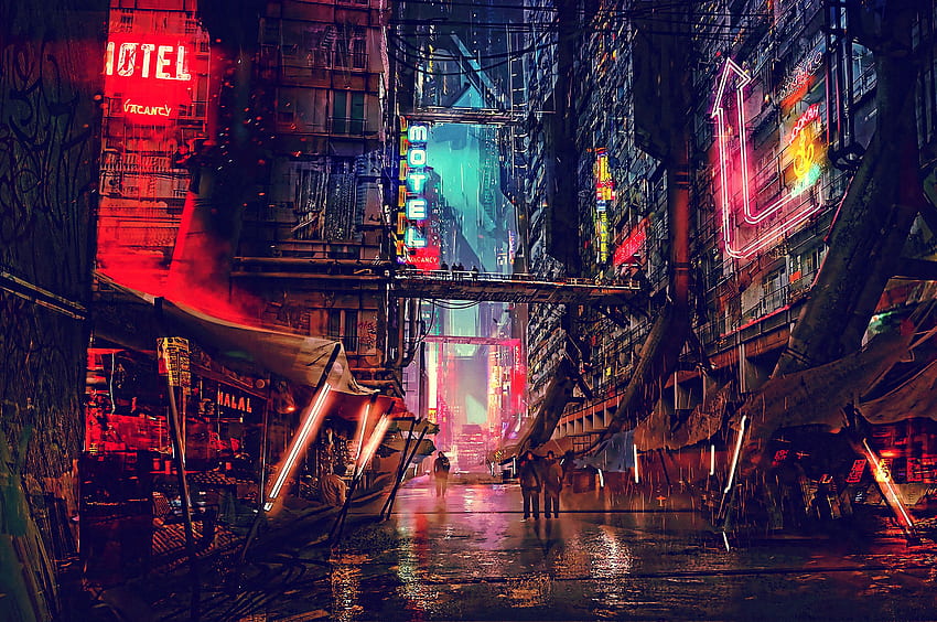 Science-fiction Cyberpunk Ville futuriste Art numérique Chromebook Pixel , , Background et Fond d'écran HD