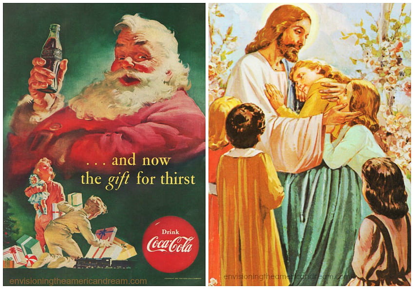 Santa and Baby Jesus, Vintage Santa HD wallpaper