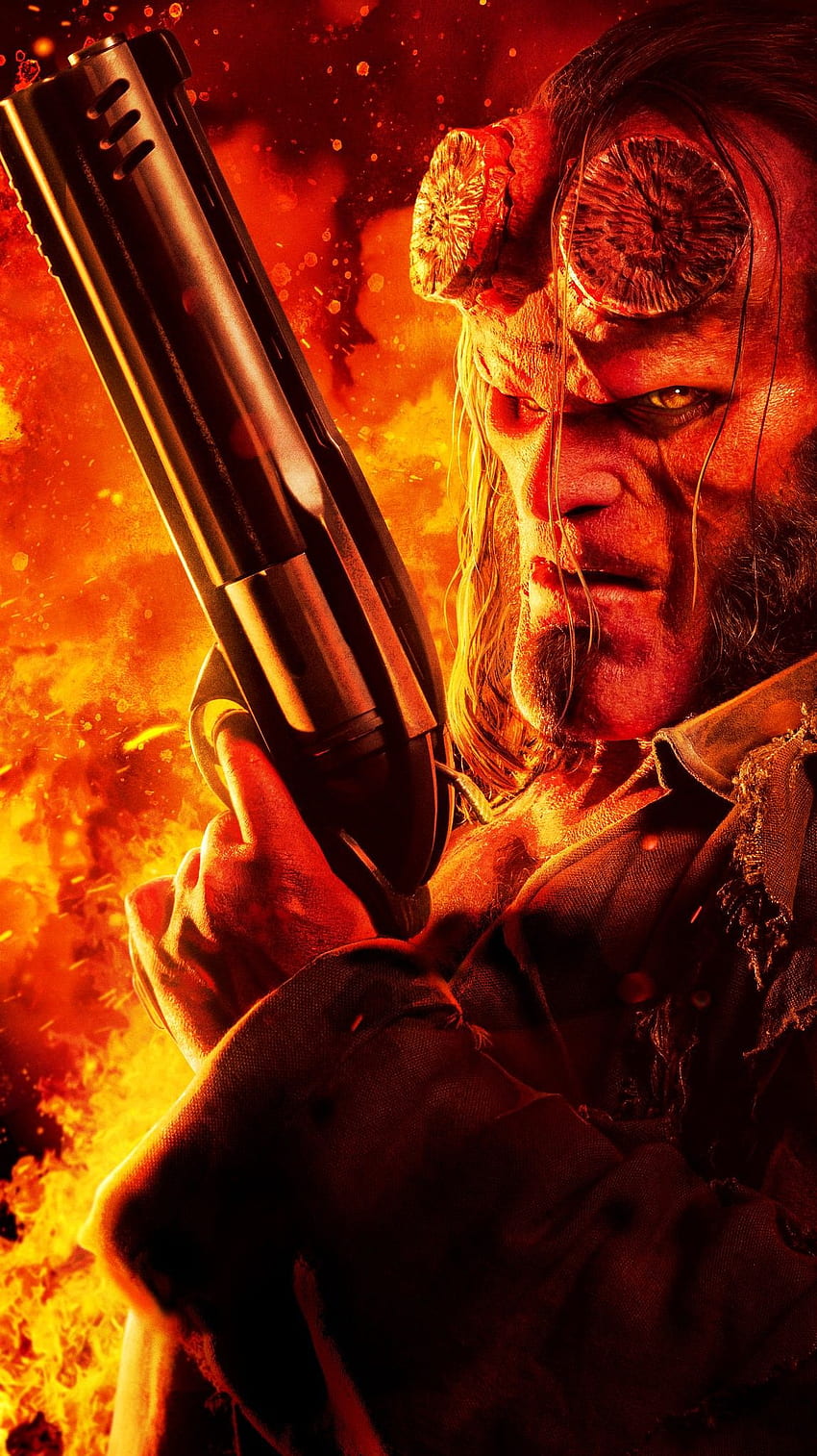 Hellboy, pistola v, película de hollywood fondo de pantalla del teléfono