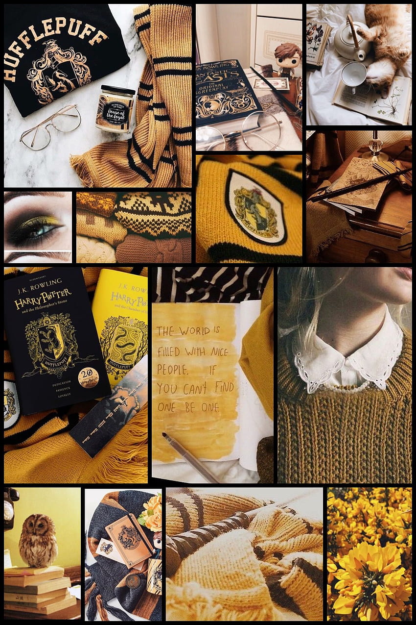 Buy 100 Hufflepuff Wall Collage Kit Yellow Aesthetic Photo Online in India   Etsy