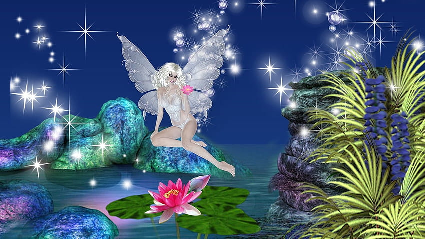 Tło Pretty Fairy, Fairy Garden Tapeta HD