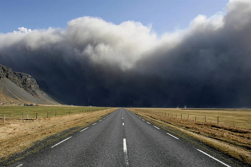 Ash Road, Islândia, Vulcão, Eyjafjallajokull, Natureza papel de parede HD