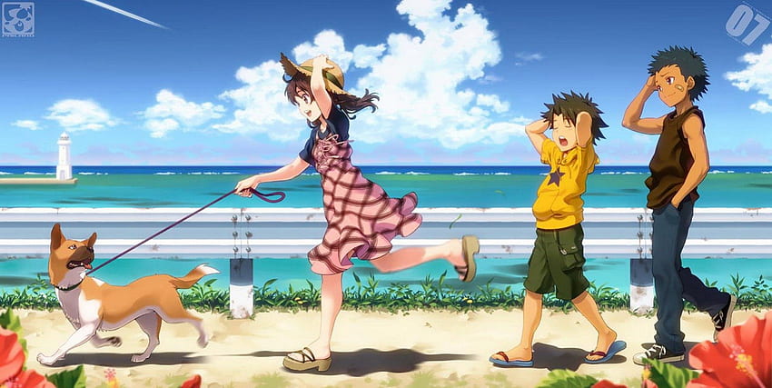  Jugando en la playa, niños, otros, anime, Fondo de pantalla HD